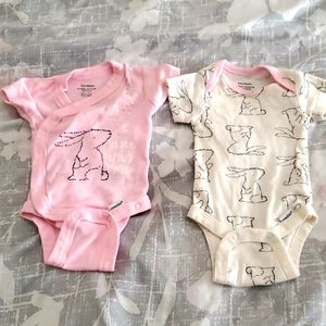 Newborn Gerber onesies.  One can be worn 3 ways.